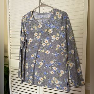 Gray flower long sleeve shirt